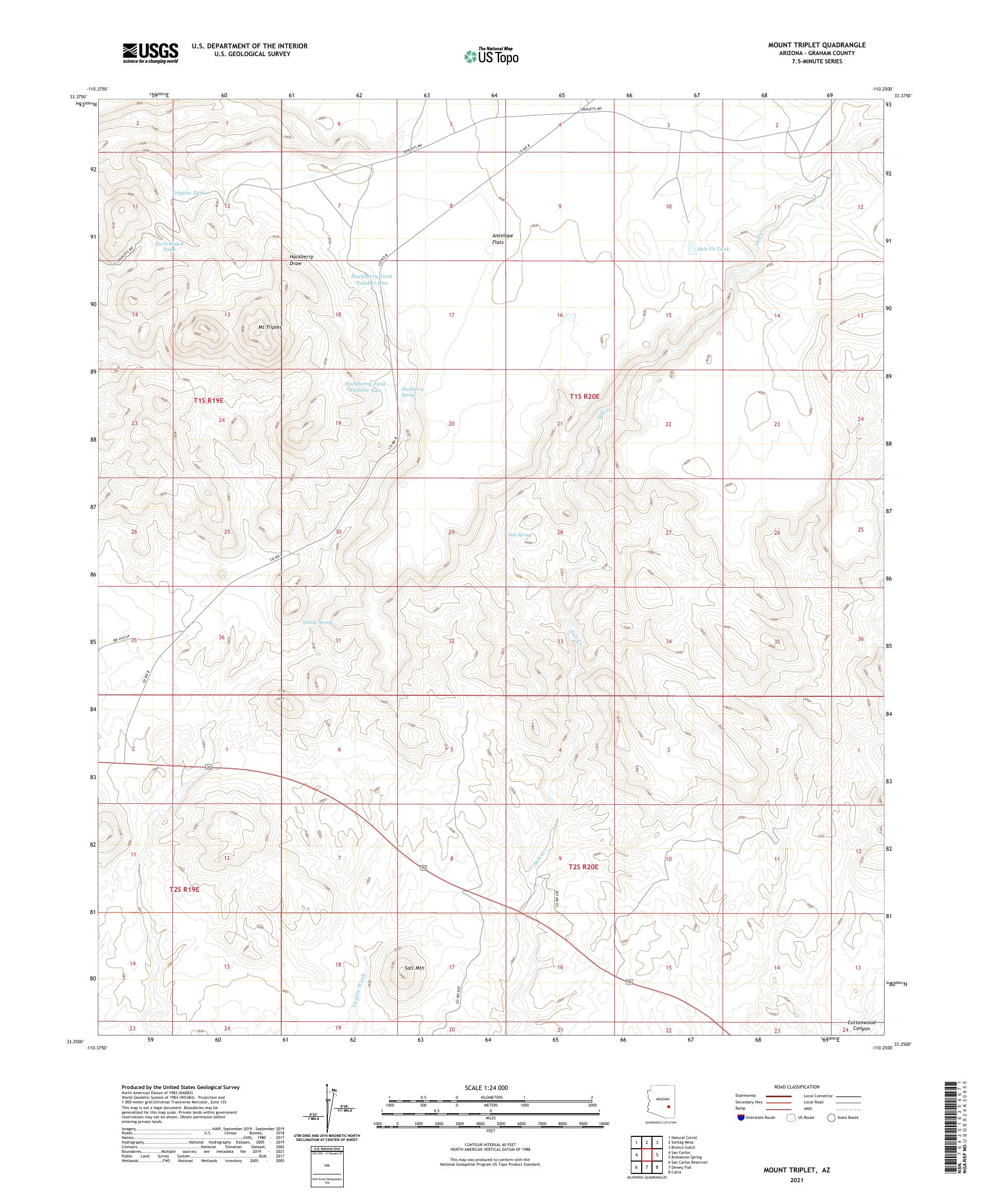 Mount Triplet Arizona US Topo Map – MyTopo Map Store