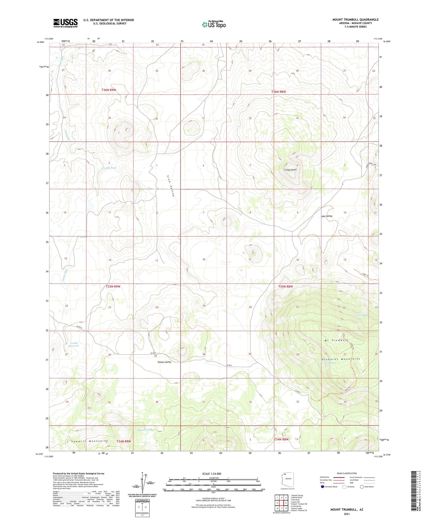 Mount Trumbull Arizona US Topo Map Image