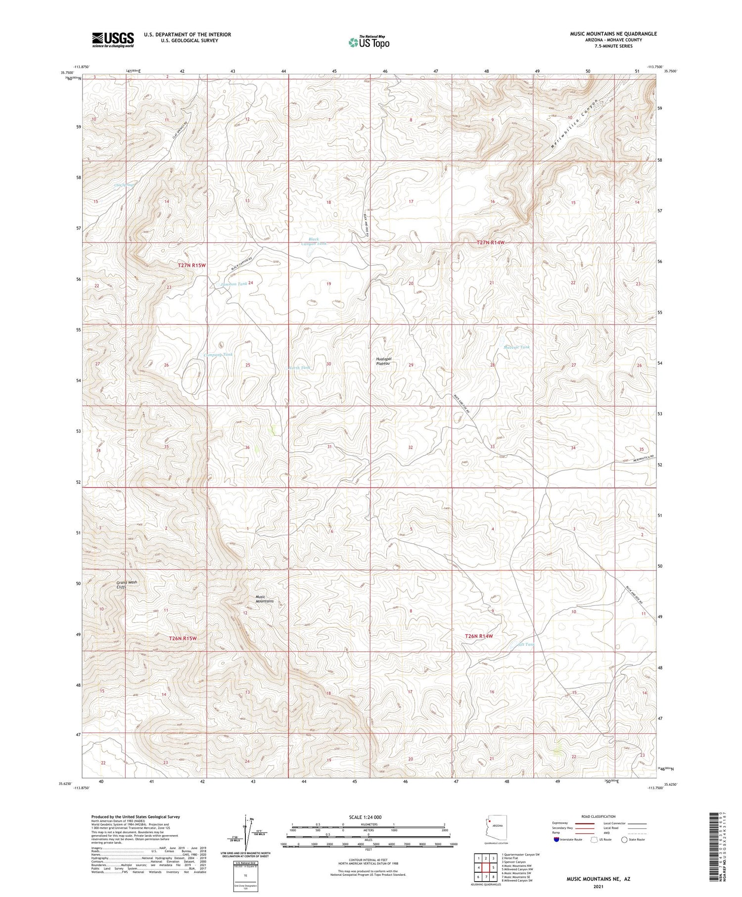 Music Mountains NE Arizona US Topo Map Image