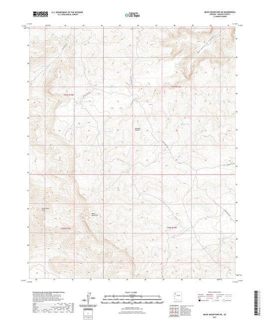 Music Mountains NE Arizona US Topo Map Image