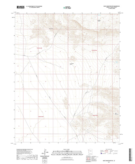 Music Mountains NW Arizona US Topo Map Image
