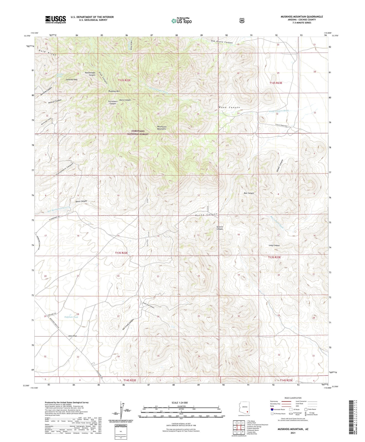 Muskhog Mountain Arizona US Topo Map Image