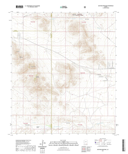 Mustang Mountains Arizona US Topo Map Image