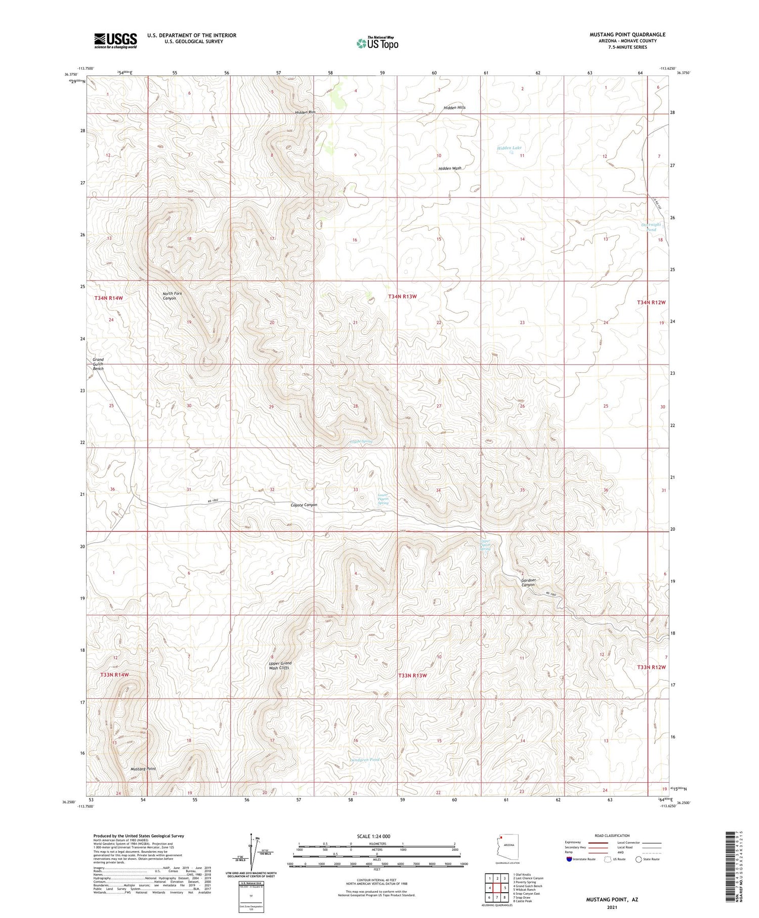 Mustang Point Arizona US Topo Map Image