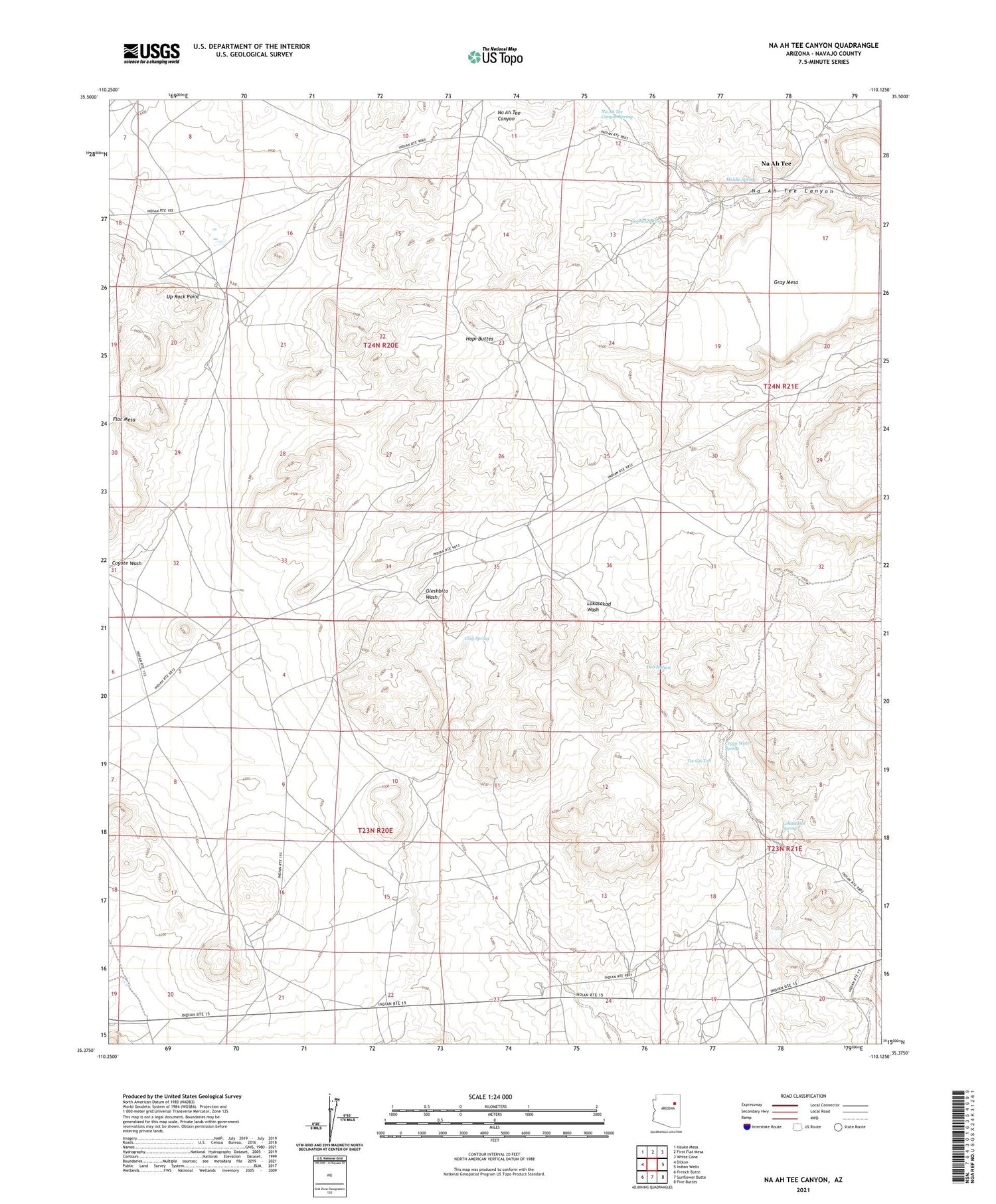 Na Ah Tee Canyon Arizona US Topo Map Image