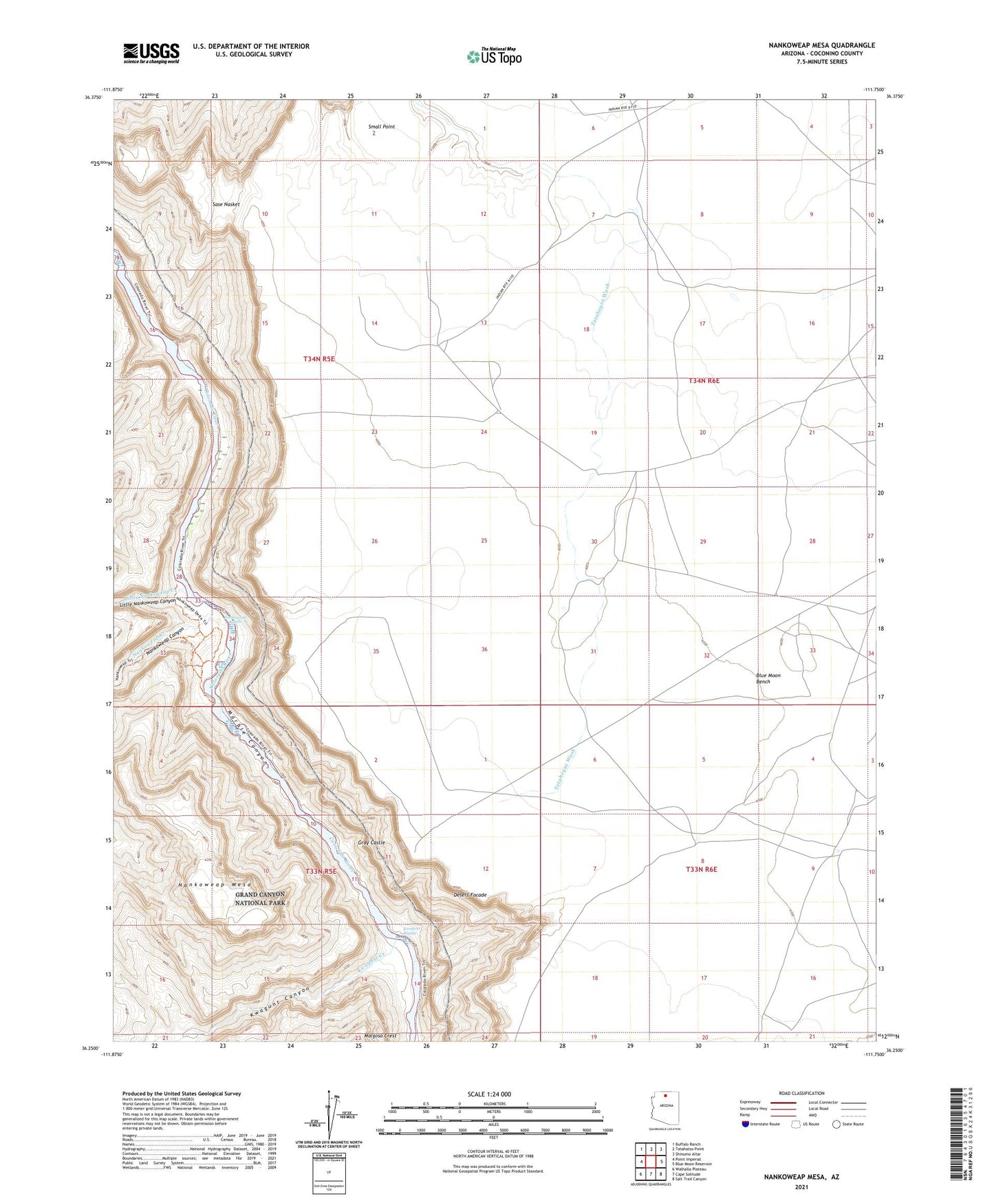 Nankoweap Mesa Arizona US Topo Map Image