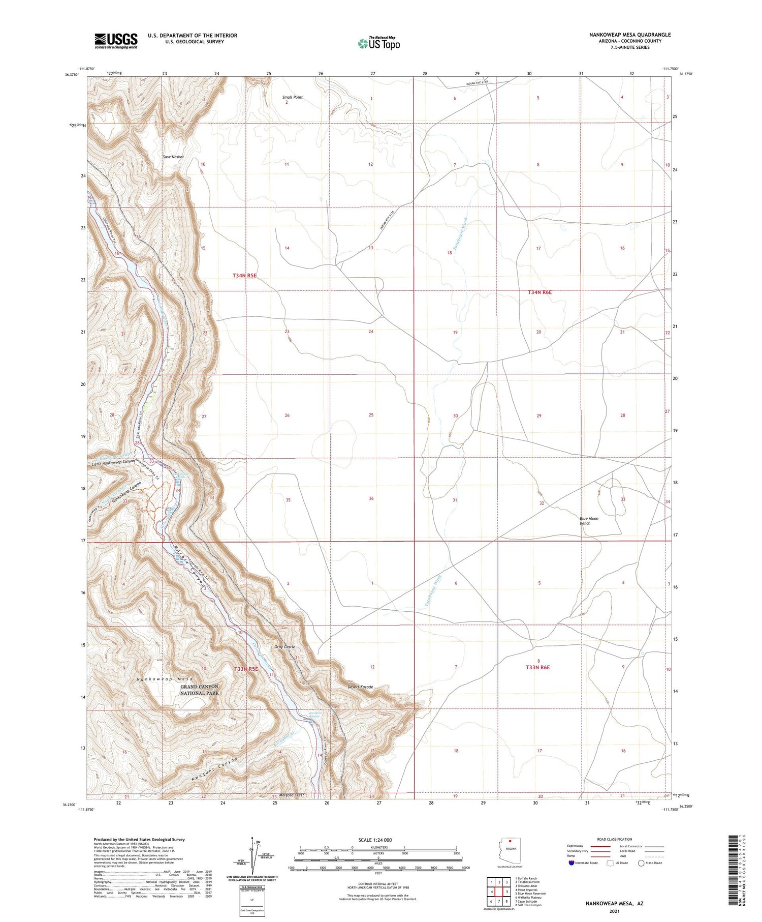 Nankoweap Mesa Arizona US Topo Map Image