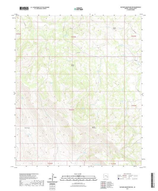 Natanes Mountains NW Arizona US Topo Map Image
