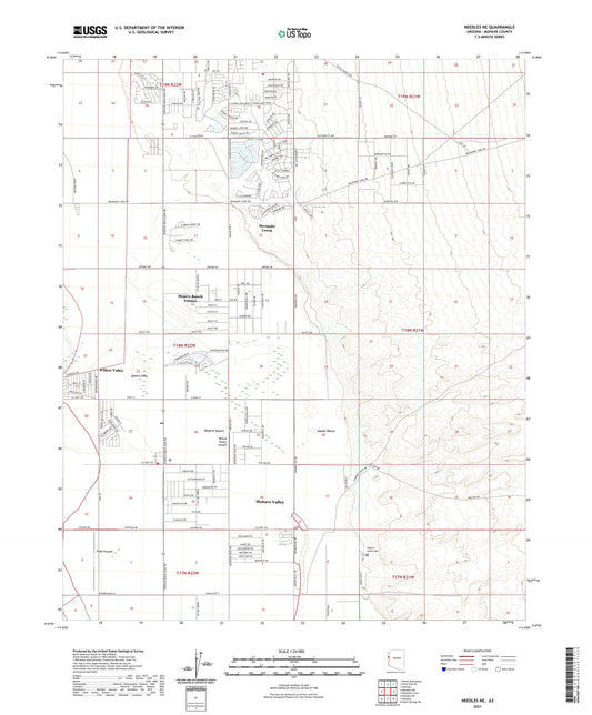 Needles NE Arizona US Topo Map Image
