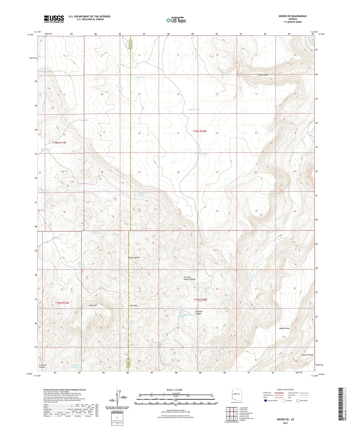 Negro Ed Arizona US Topo Map Image