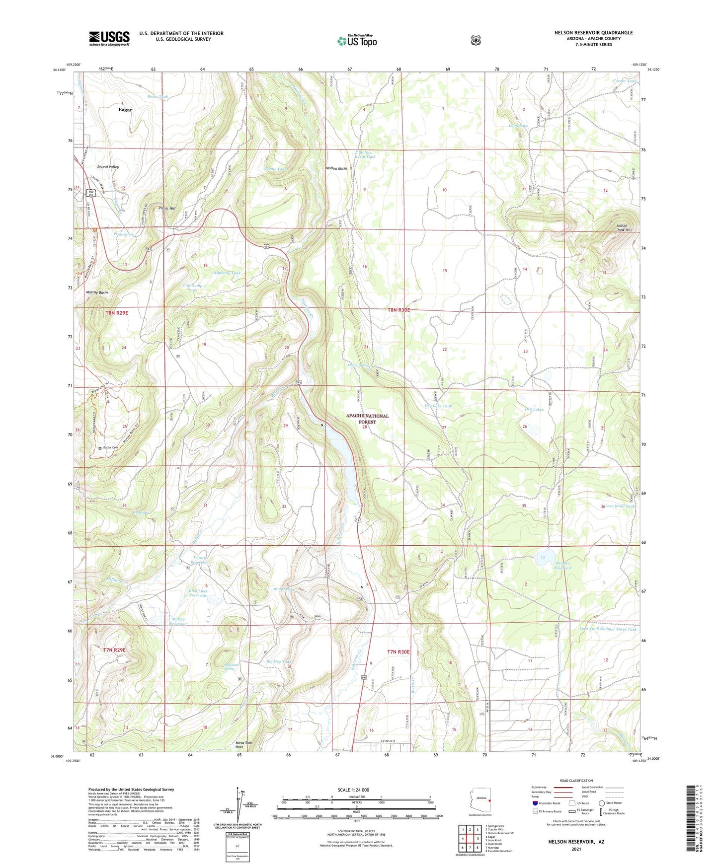 Nelson Reservoir Arizona US Topo Map Image