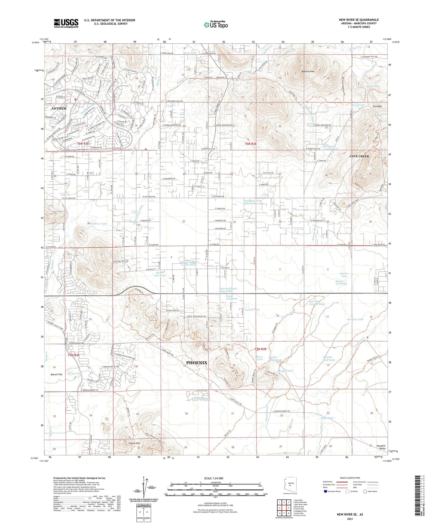 New River SE Arizona US Topo Map Image