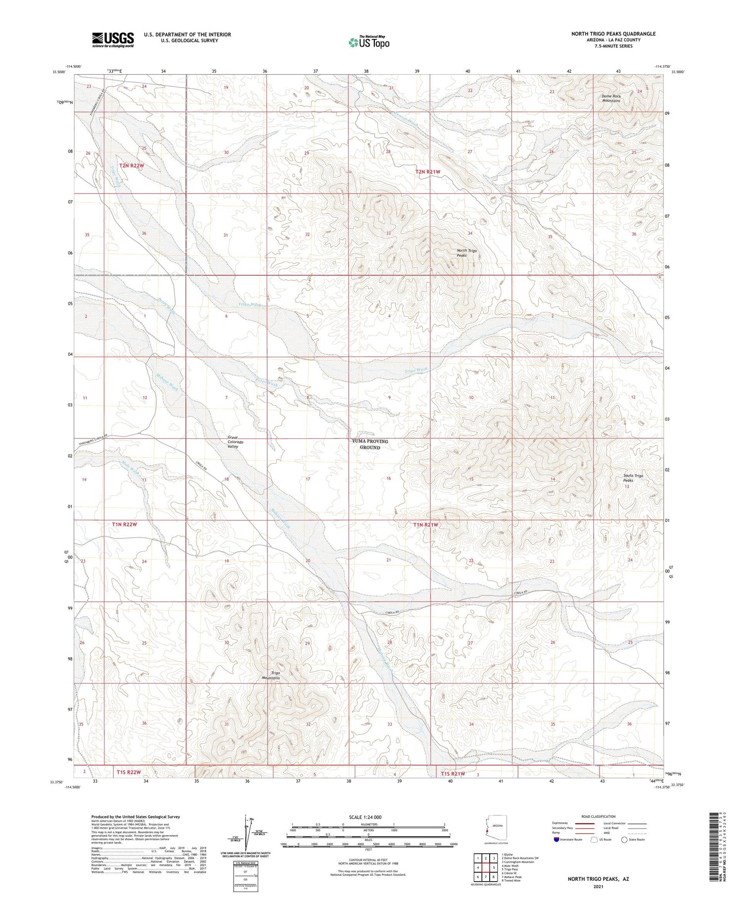 North Trigo Peaks Arizona US Topo Map Image