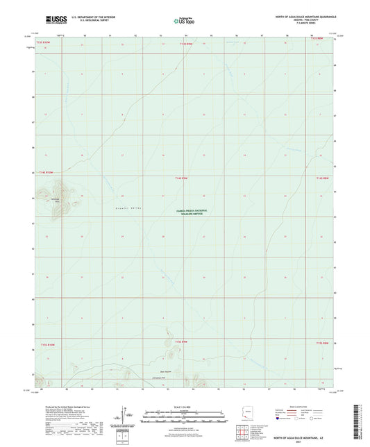 North of Agua Dulce Mountains Arizona US Topo Map Image