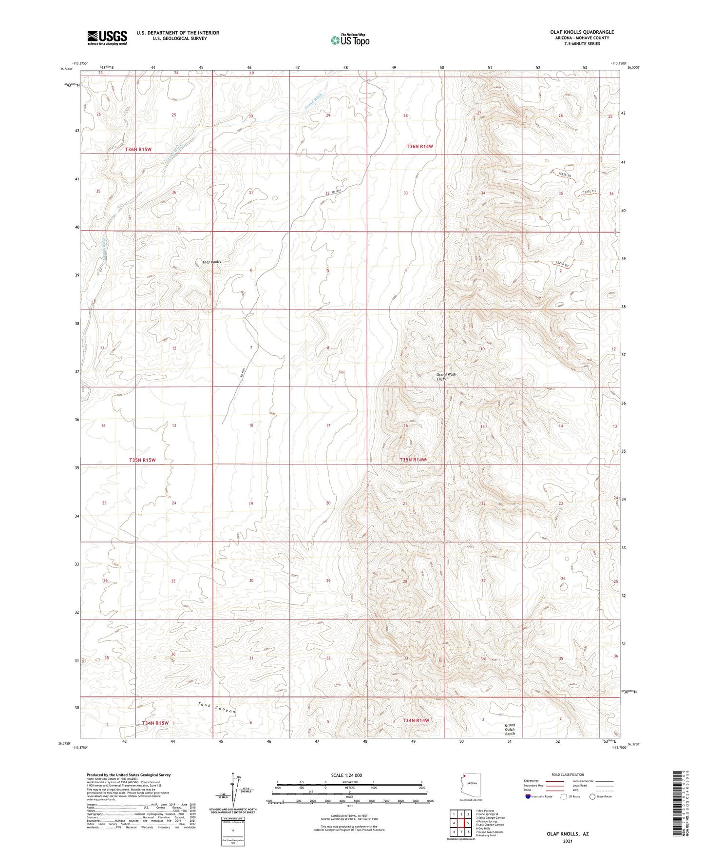 Olaf Knolls Arizona US Topo Map Image