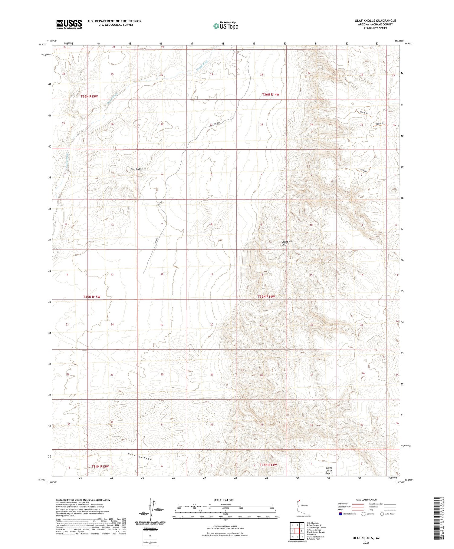 Olaf Knolls Arizona US Topo Map Image