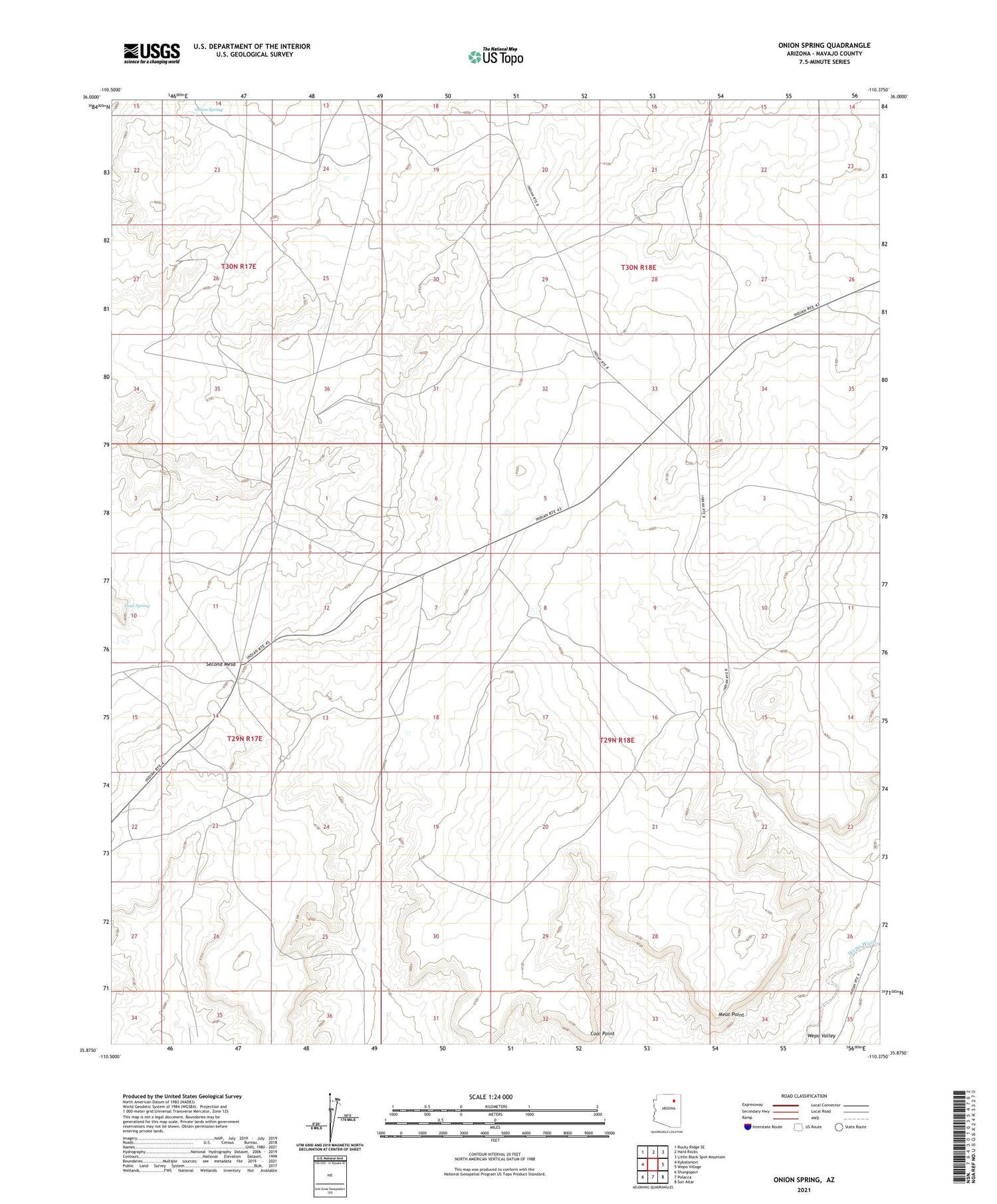 Onion Spring Arizona US Topo Map Image