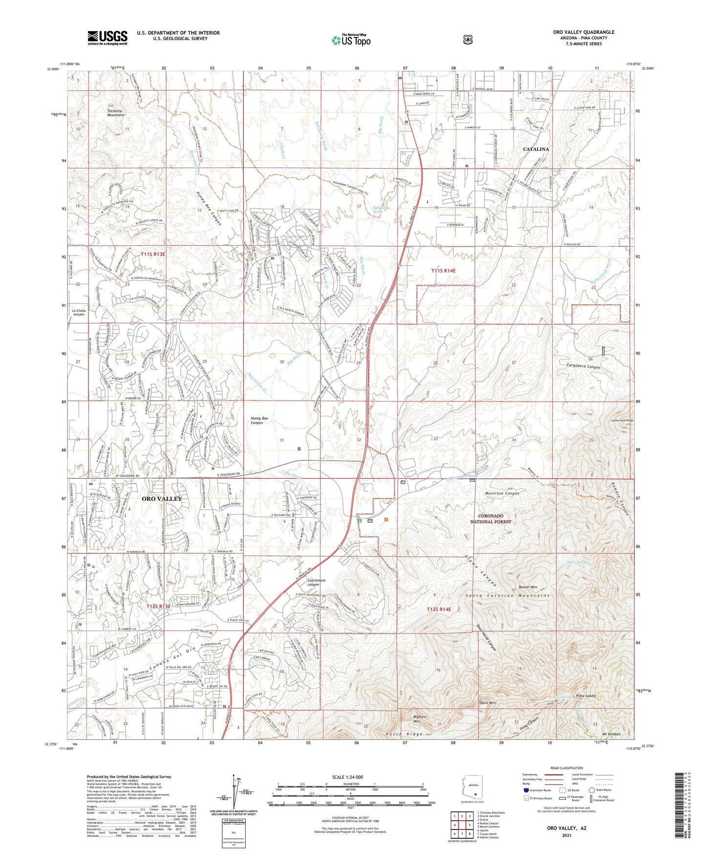 Oro Valley Arizona US Topo Map Image