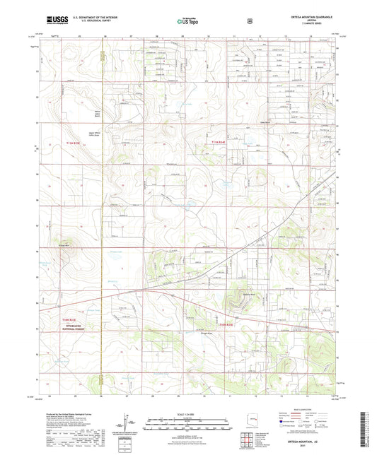 Ortega Mountain Arizona US Topo Map Image