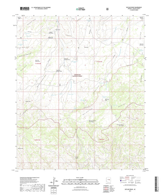 Outlaw Draw Arizona US Topo Map Image
