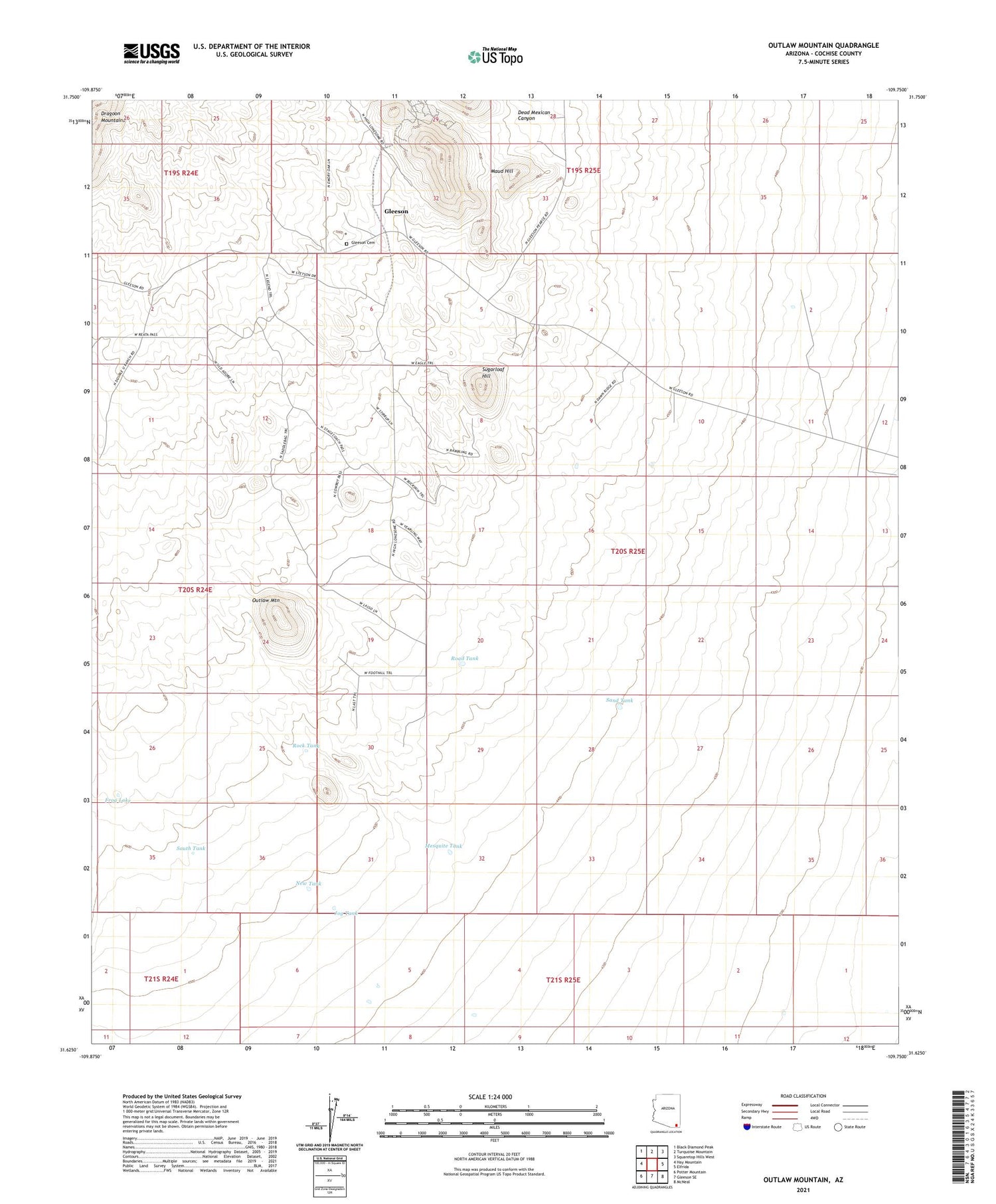 Outlaw Mountain Arizona US Topo Map Image