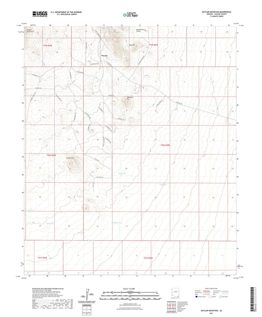 Outlaw Mountain Arizona US Topo Map Image