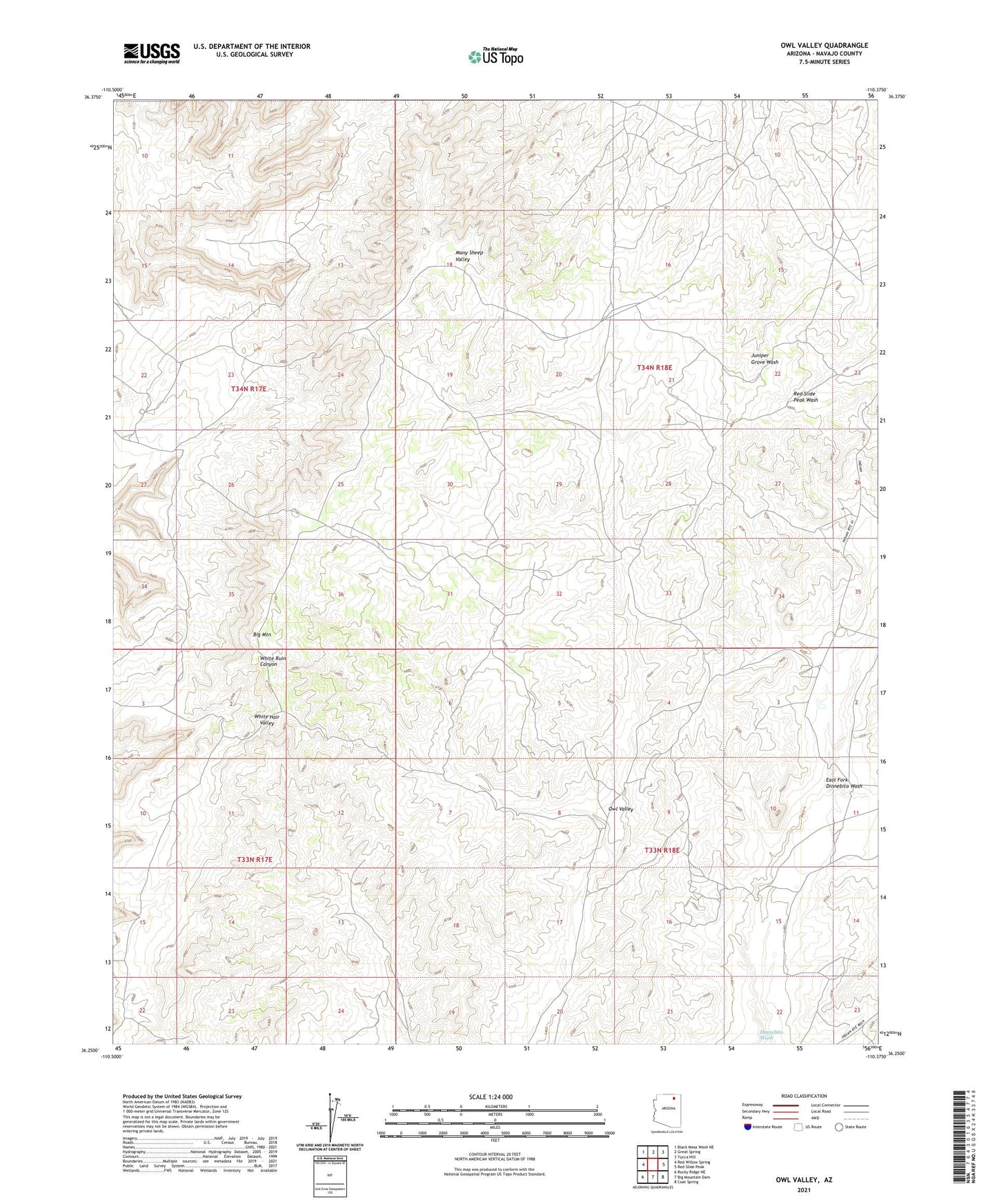 Owl Valley Arizona US Topo Map Image