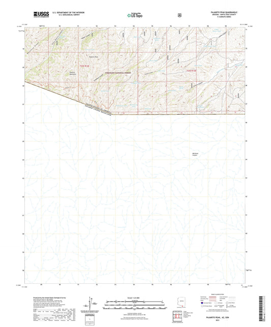 Pajarito Peak Arizona US Topo Map Image