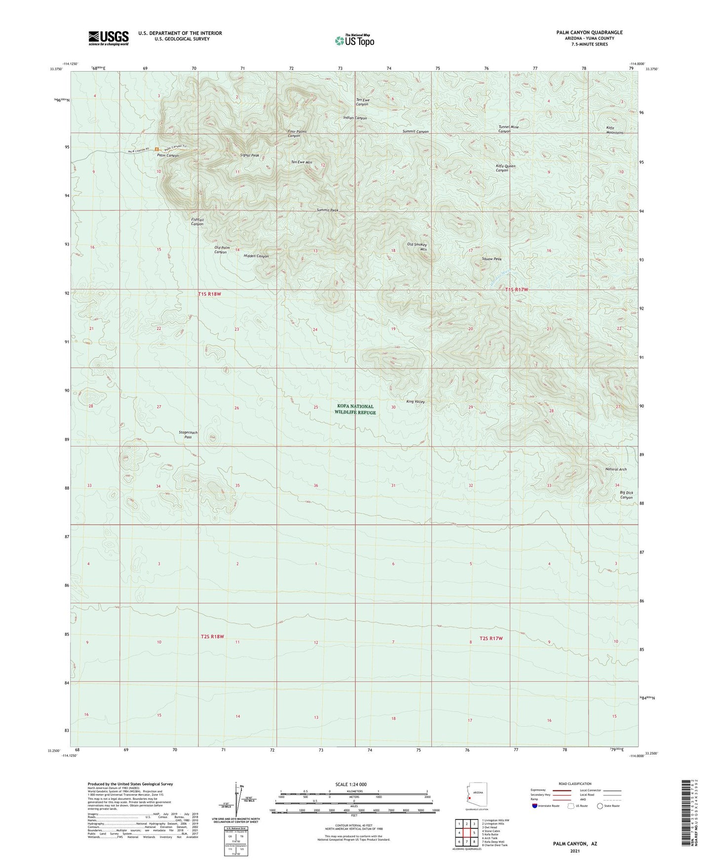 Palm Canyon Arizona US Topo Map Image