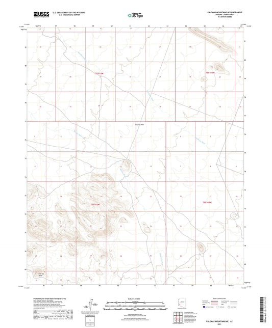 Palomas Mountains NE Arizona US Topo Map Image