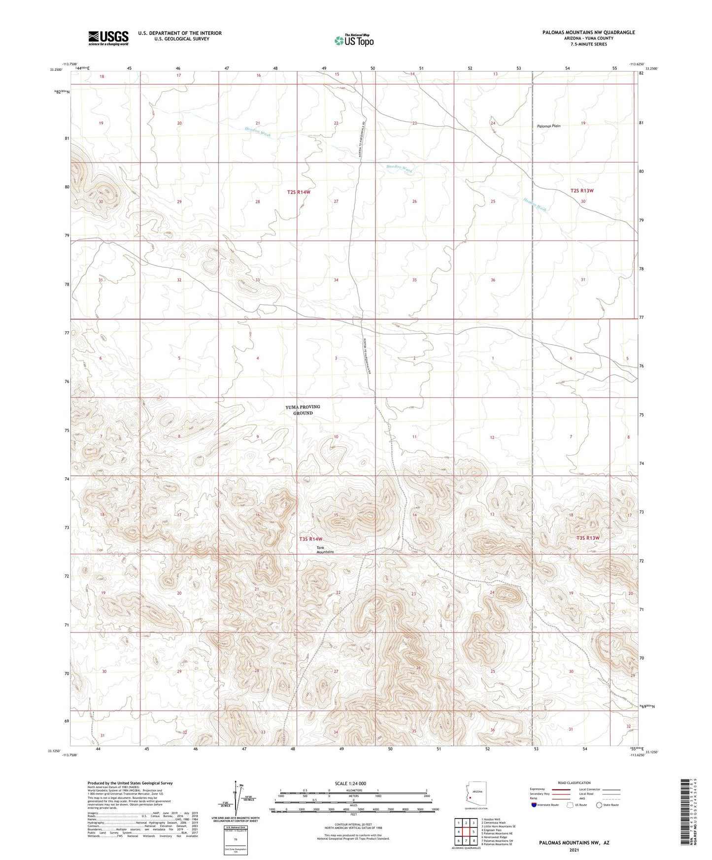 Palomas Mountains NW Arizona US Topo Map Image