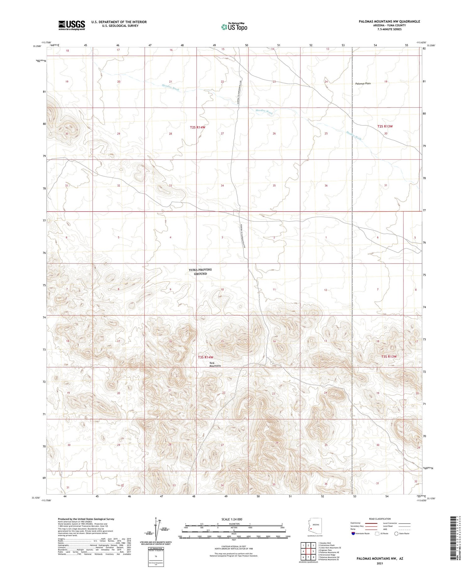 Palomas Mountains NW Arizona US Topo Map Image