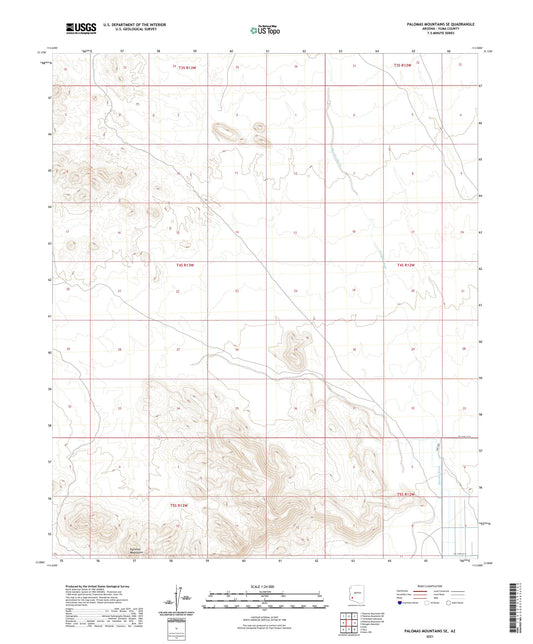Palomas Mountains SE Arizona US Topo Map Image