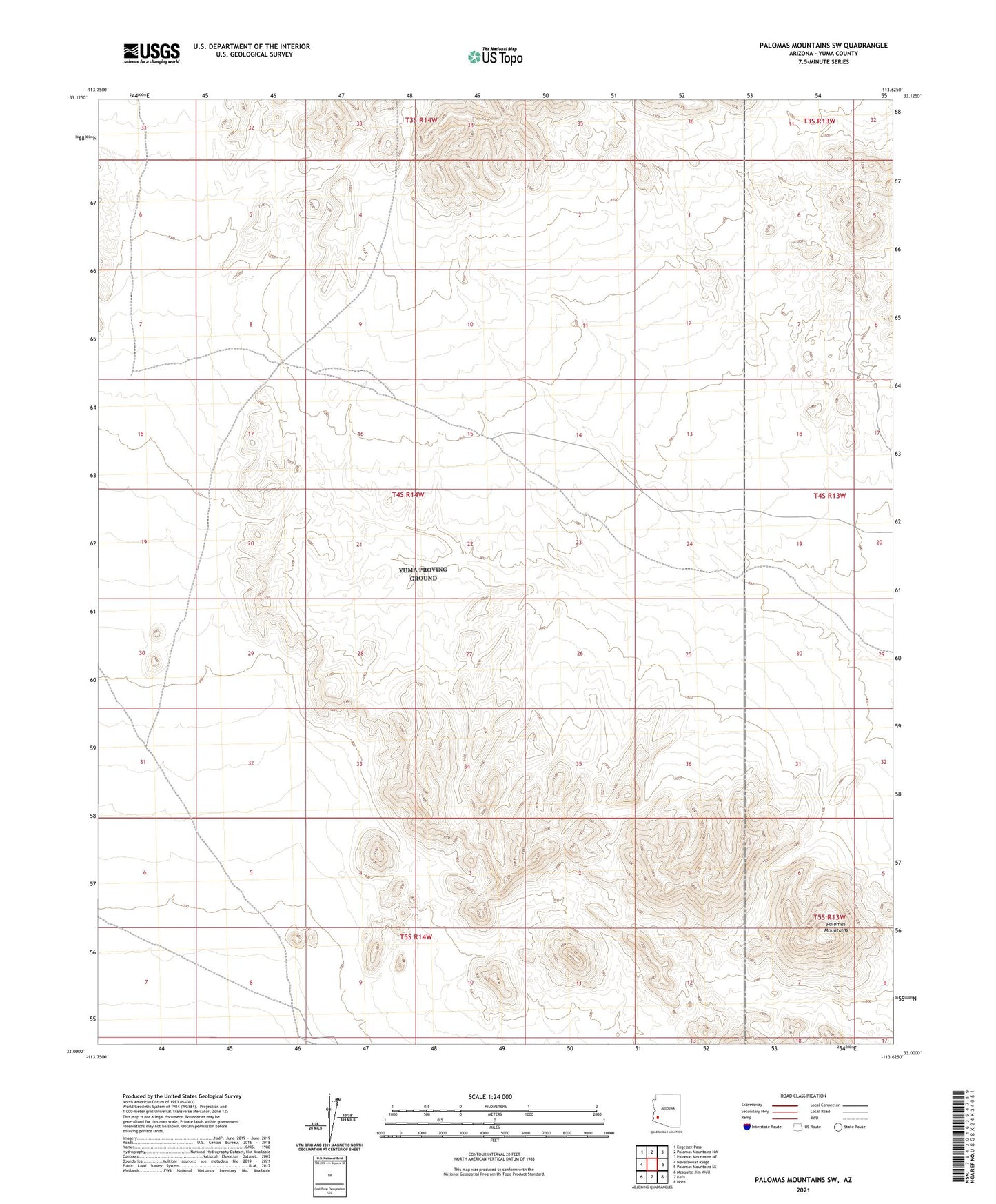 Palomas Mountains SW Arizona US Topo Map Image