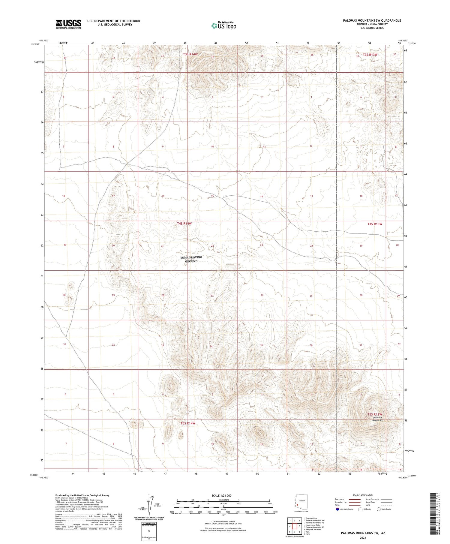 Palomas Mountains SW Arizona US Topo Map Image