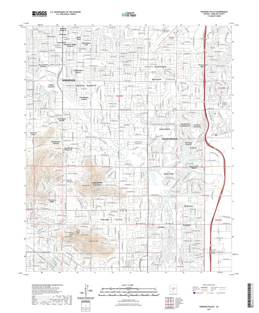 Paradise Valley Arizona US Topo Map Image