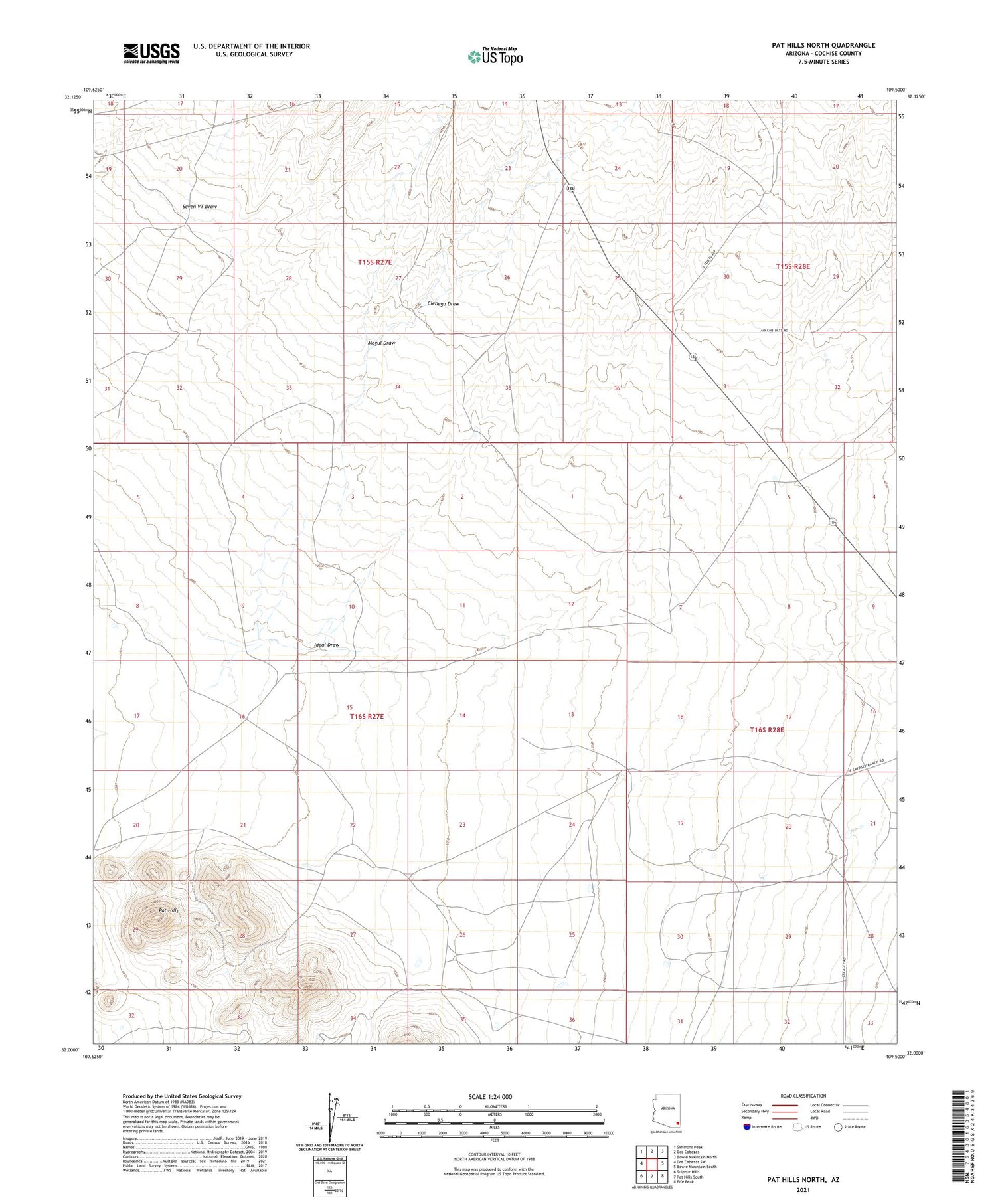 Pat Hills North Arizona US Topo Map Image