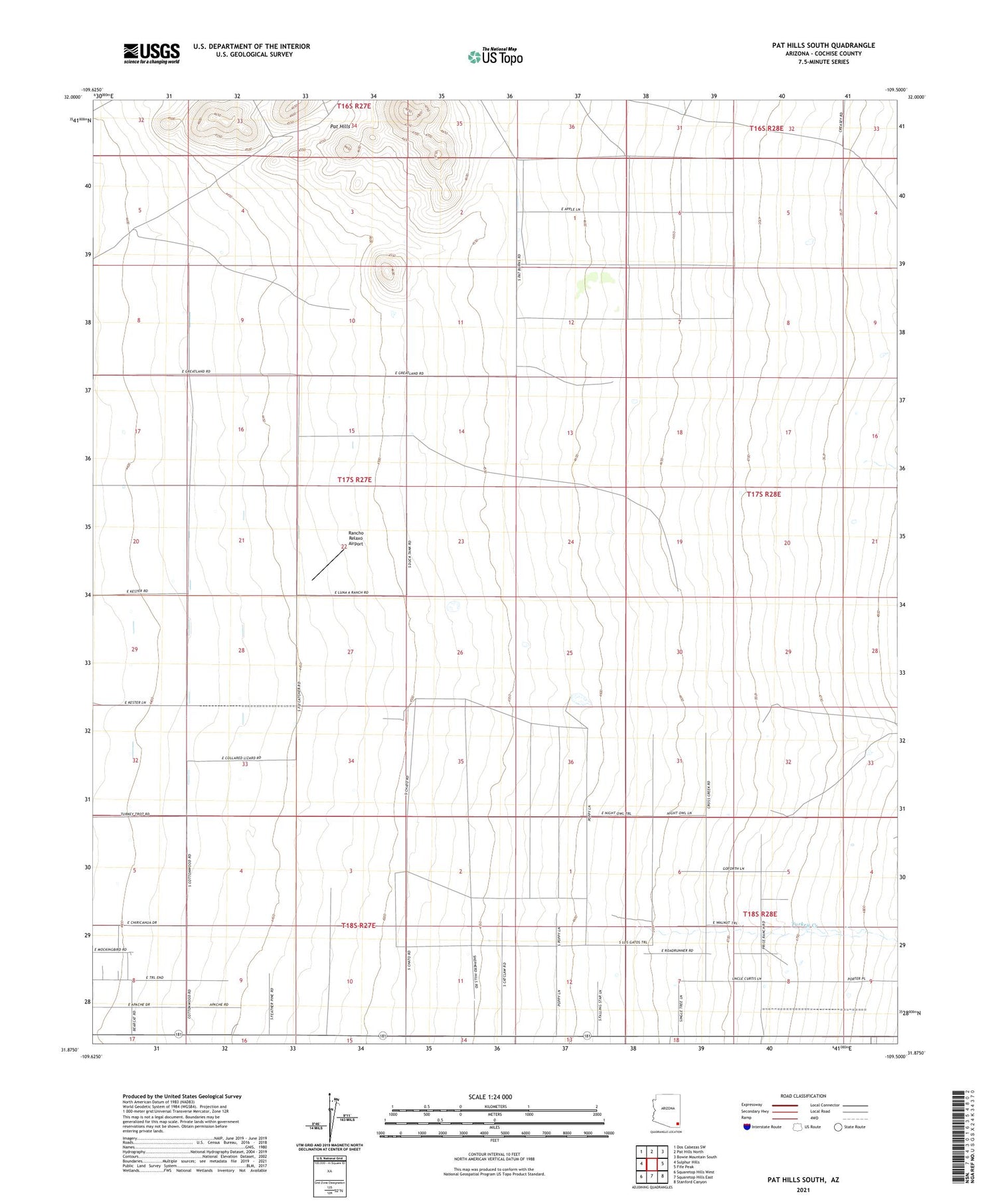 Pat Hills South Arizona US Topo Map Image