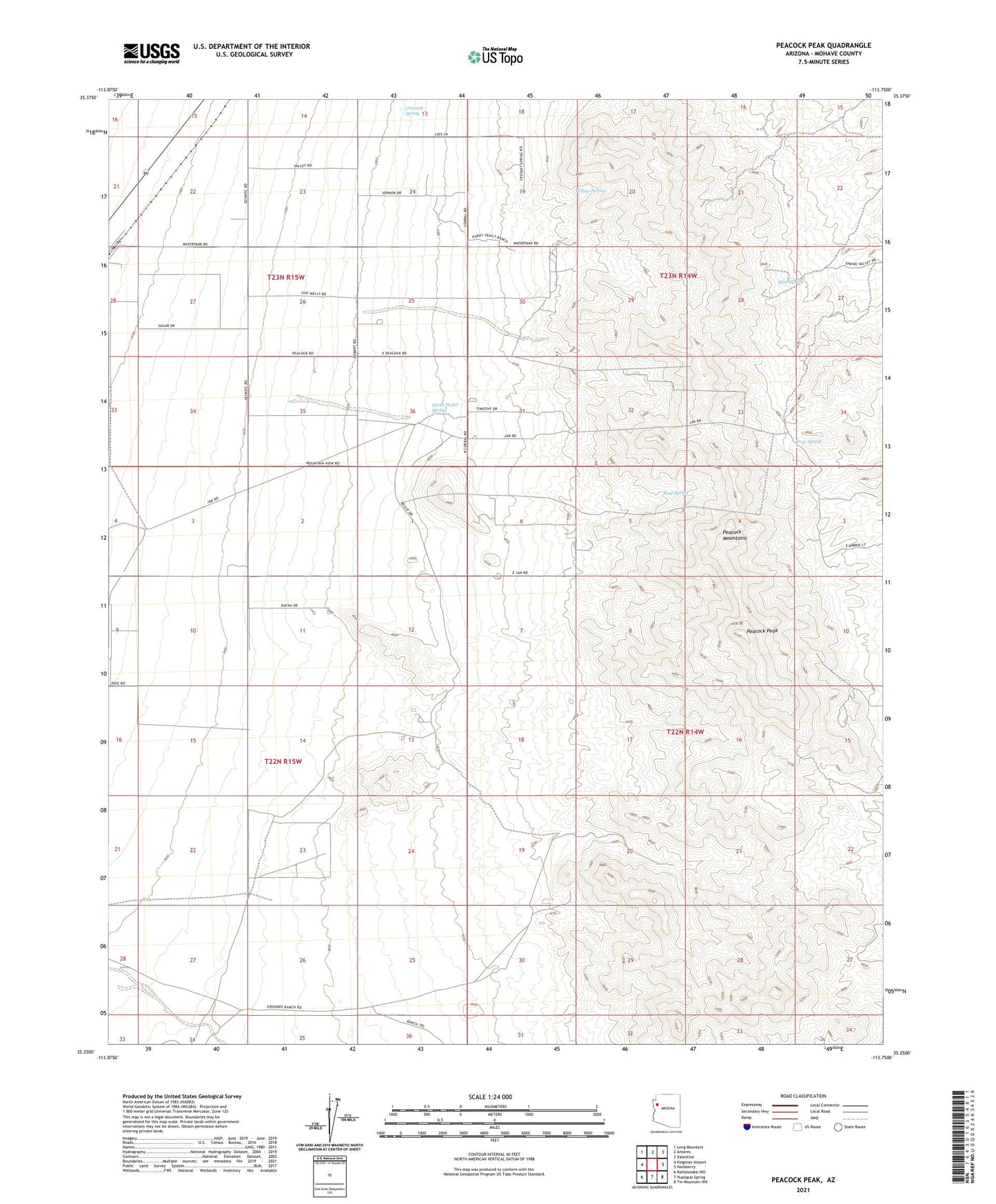 Peacock Peak Arizona US Topo Map Image