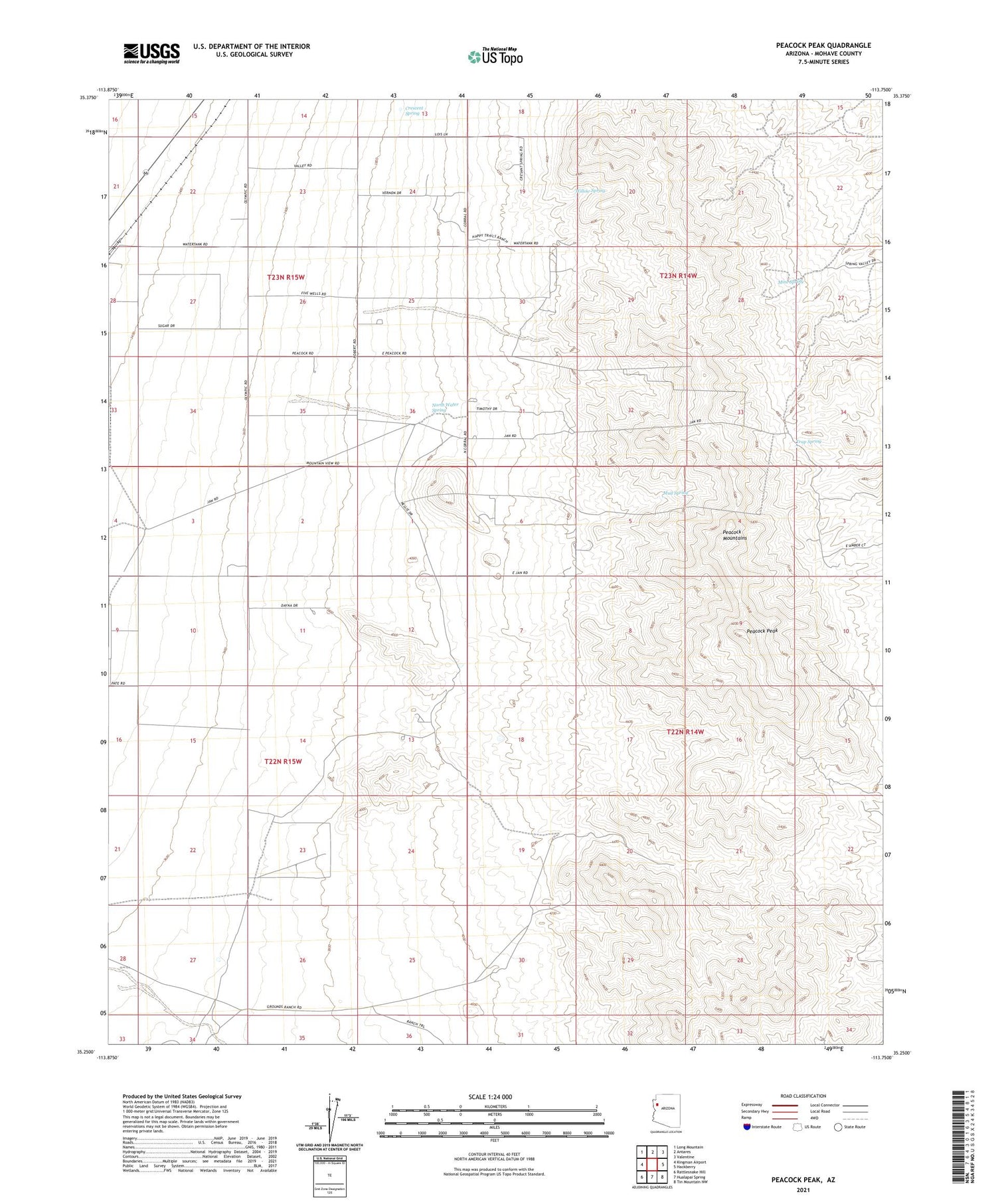 Peacock Peak Arizona US Topo Map Image