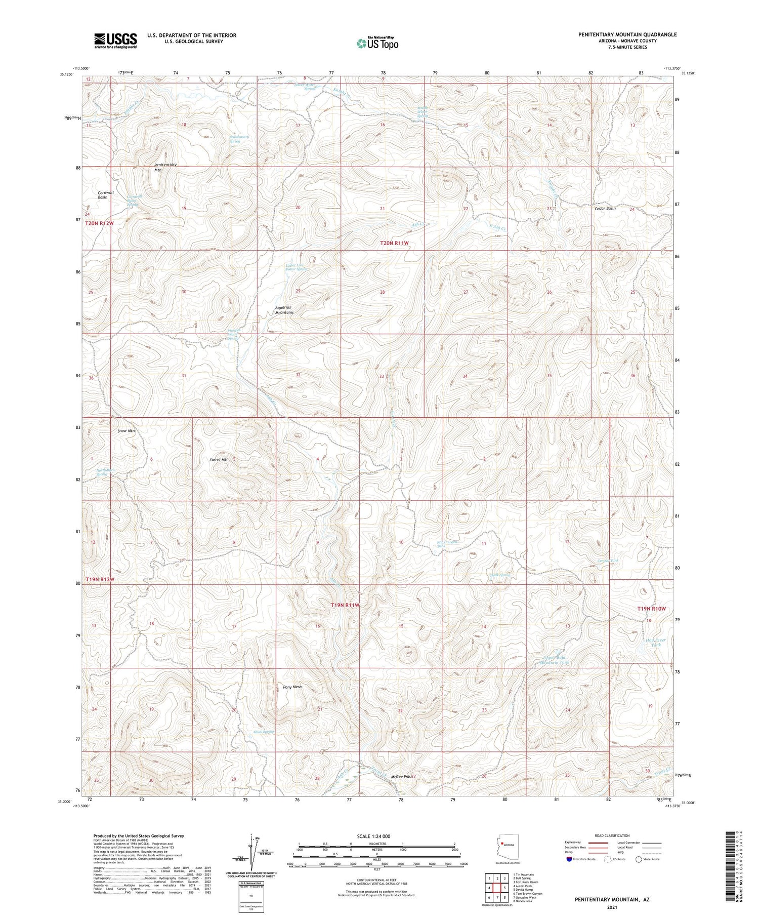 Penitentiary Mountain Arizona US Topo Map Image