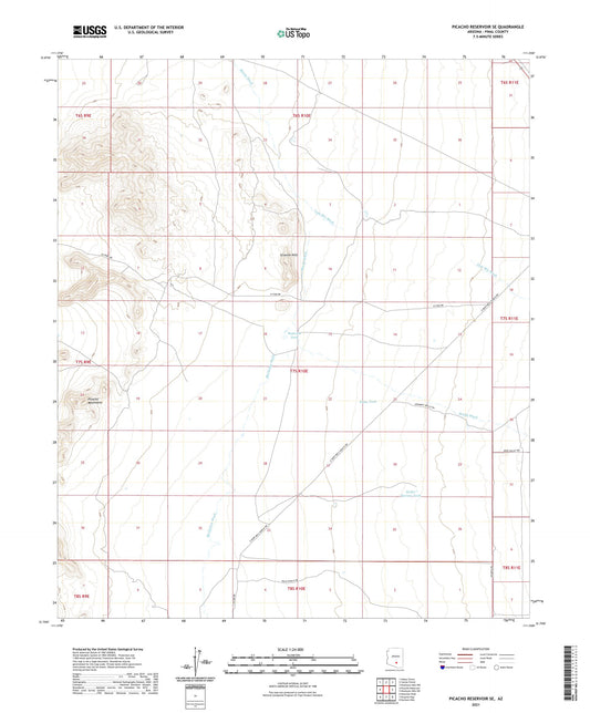 Picacho Reservoir SE Arizona US Topo Map Image