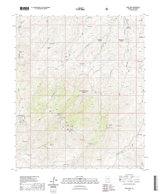 Pinal Peak Arizona US Topo Map Image
