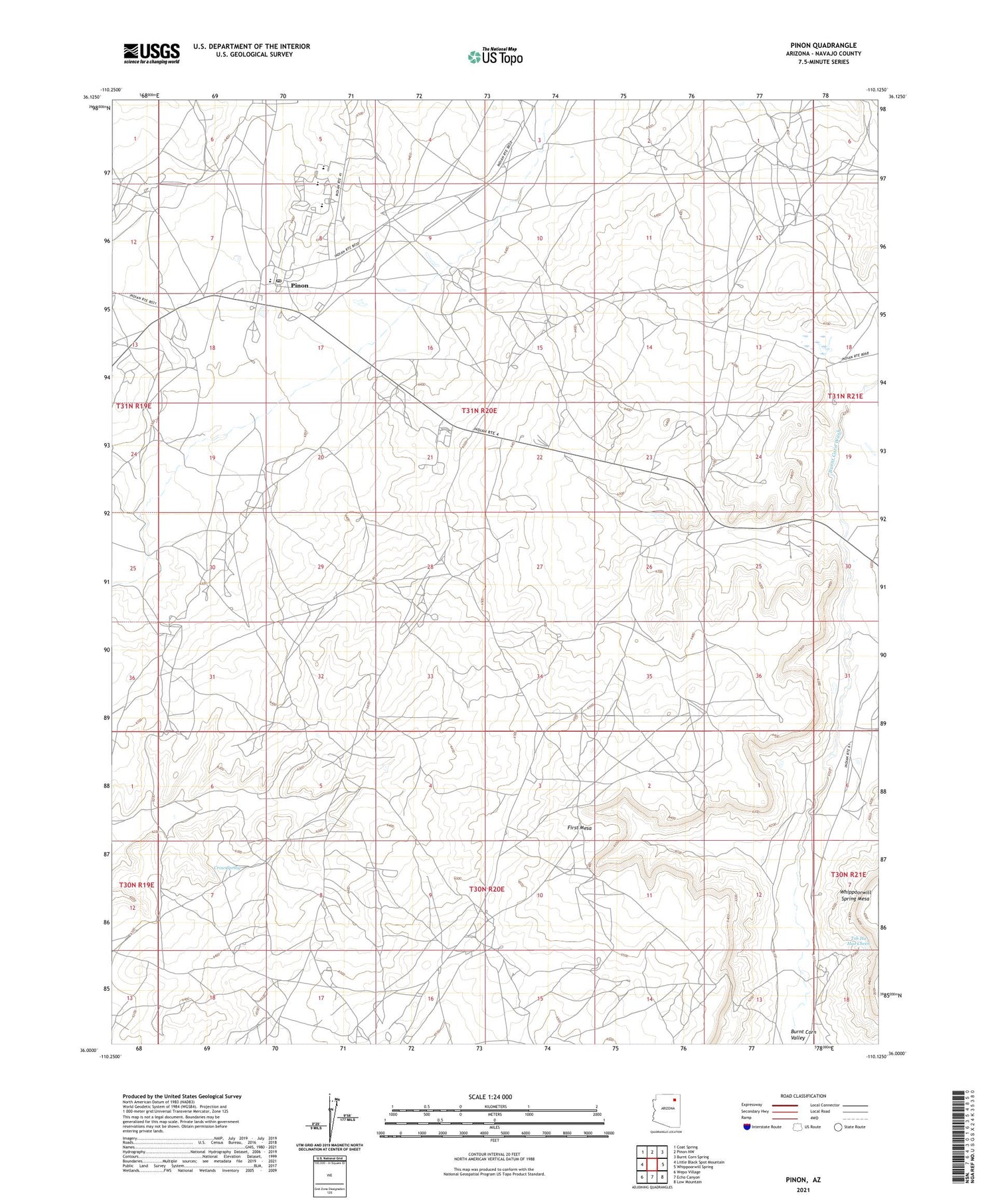 Pinon Arizona US Topo Map Image