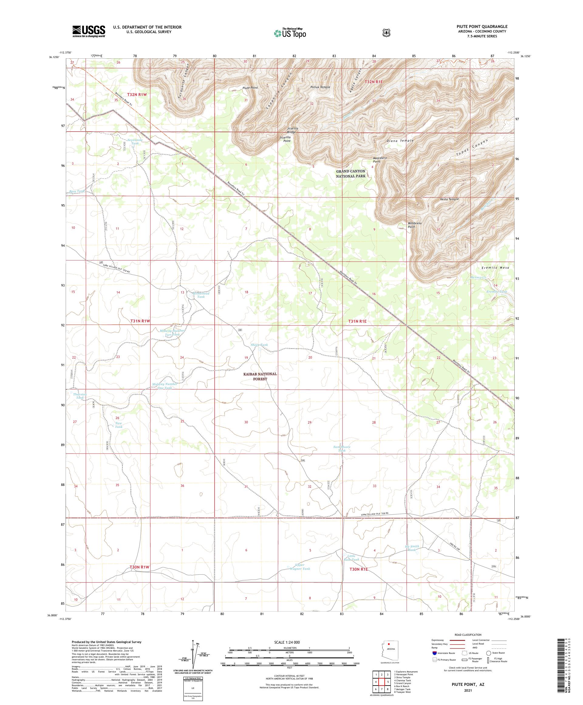 Piute Point Arizona US Topo Map – MyTopo Map Store