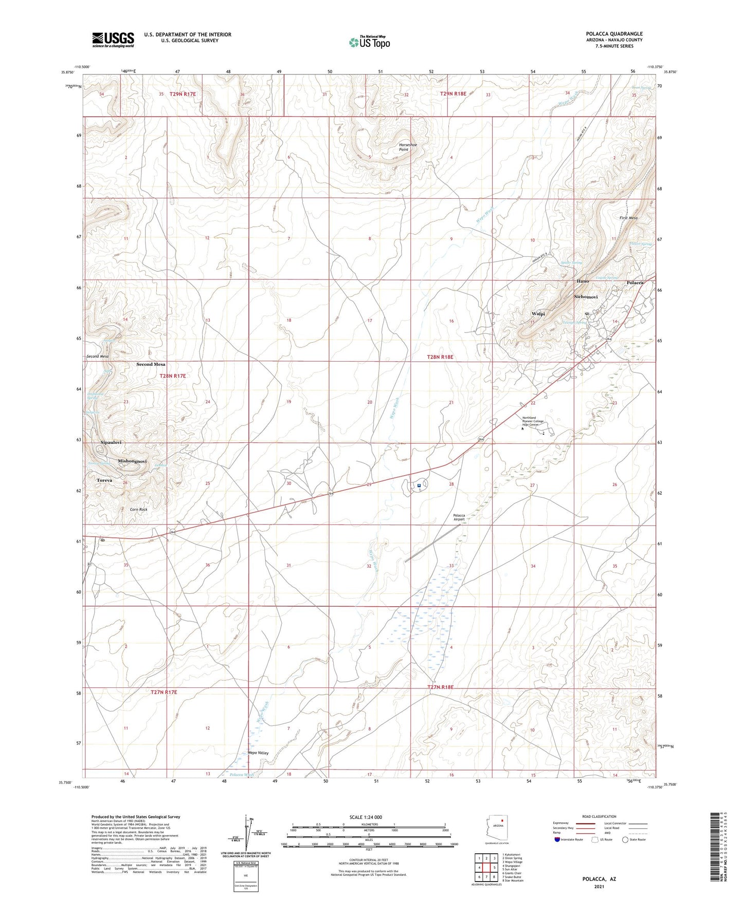 Polacca Arizona US Topo Map Image