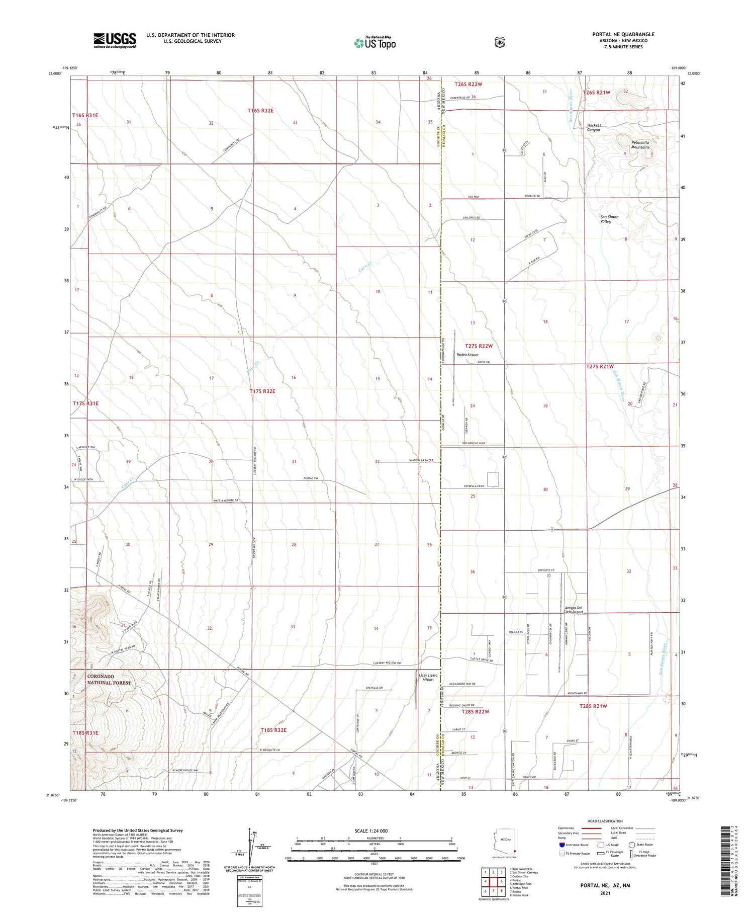 Portal NE Arizona US Topo Map Image