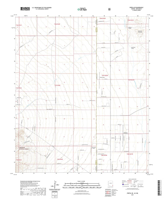 Portal NE Arizona US Topo Map Image