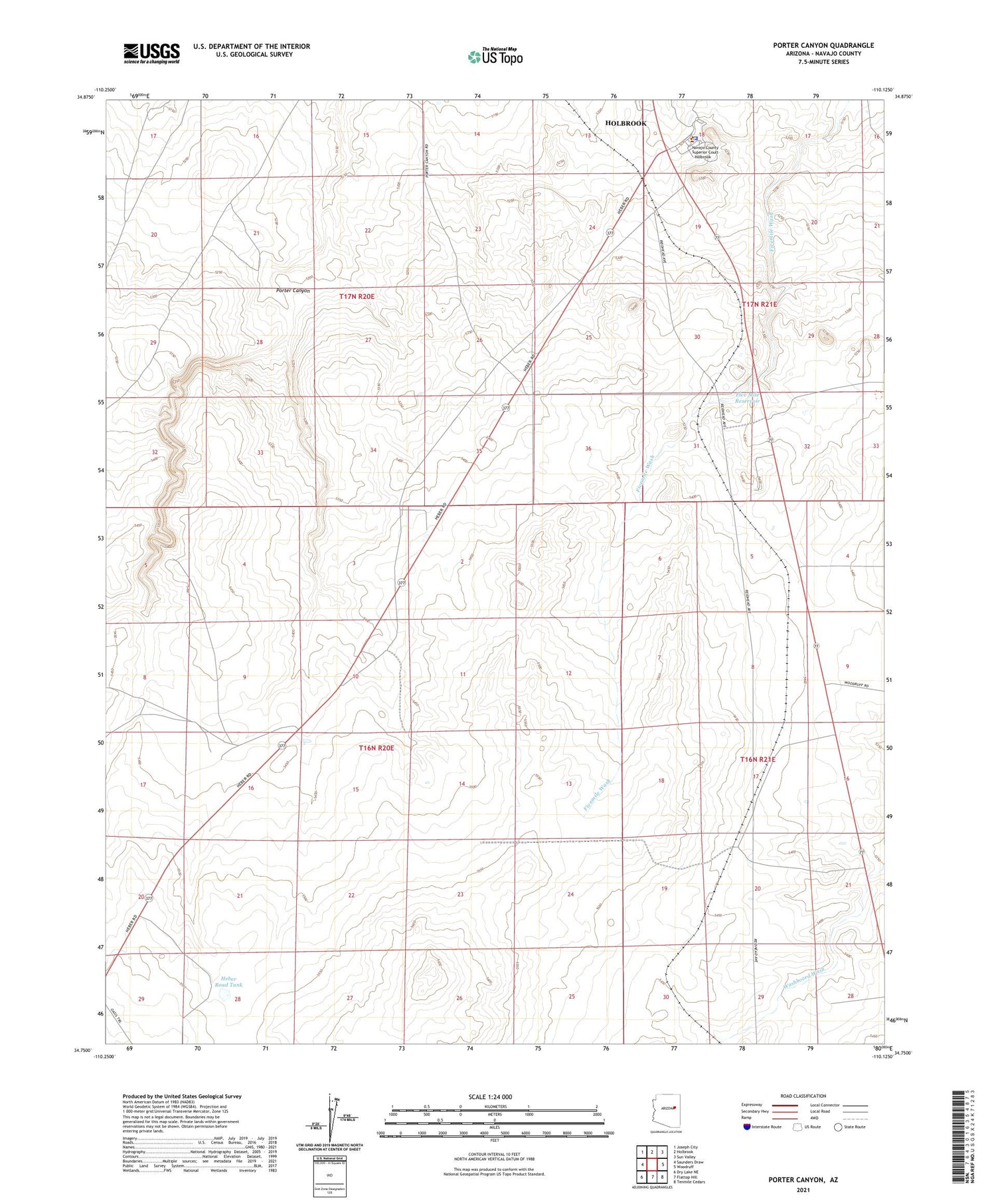 Porter Canyon Arizona US Topo Map Image