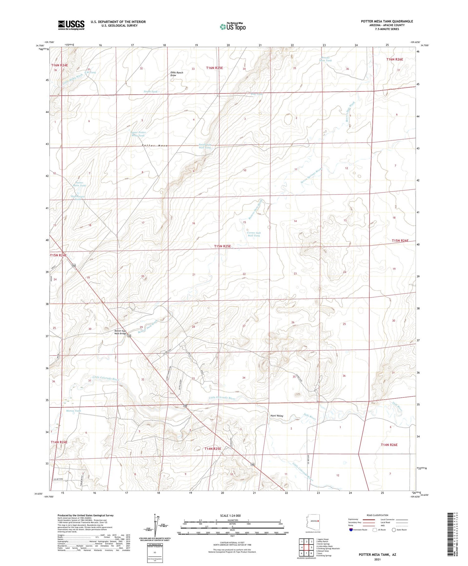 Potter Mesa Tank Arizona US Topo Map Image